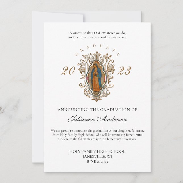 Catholic Guadalupe Graduation Announcement (Front)