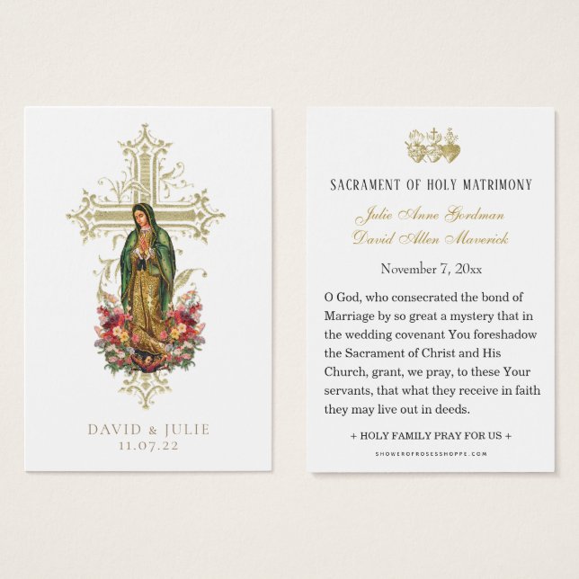 Catholic Guadalupe Wedding Prayer Card (Front & Back)