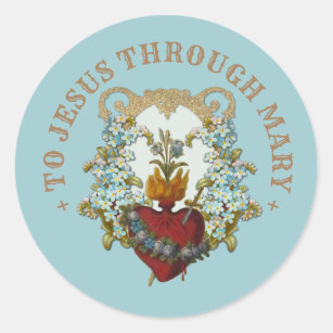 Catholic Heart of Mary Religious Elegant Prayer Classic Round Sticker