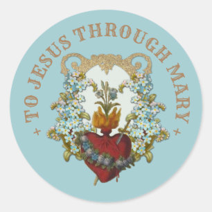 Catholic Heart of Mary Religious Elegant Prayer Classic Round Sticker