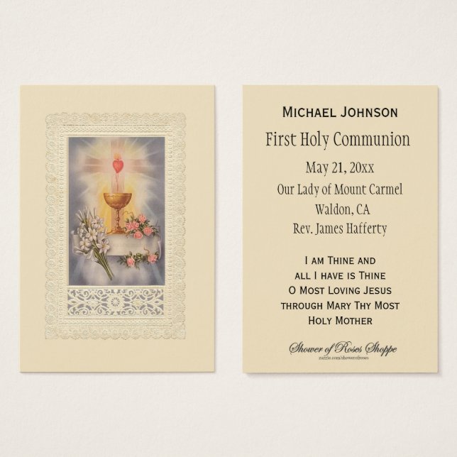 Catholic Holy Card Jesus First Holy Communion (Front & Back)