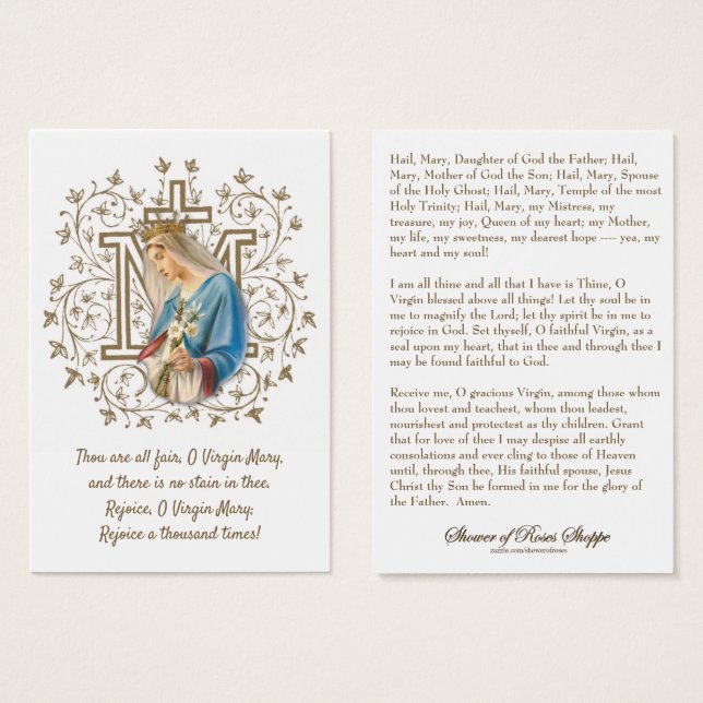 Catholic Holy Card Virgin Mary Religious Prayer (Front & Back)