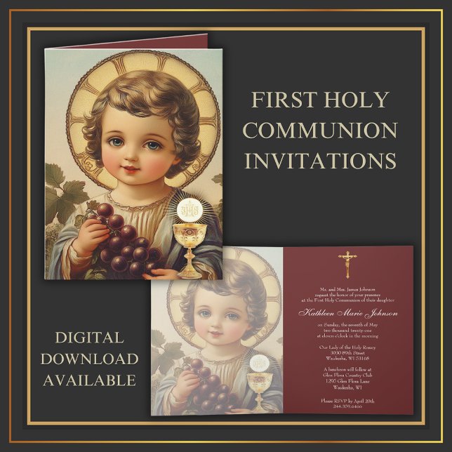 Catholic  Holy Communion Child Jesus Grapes Invitation (Creator Uploaded)