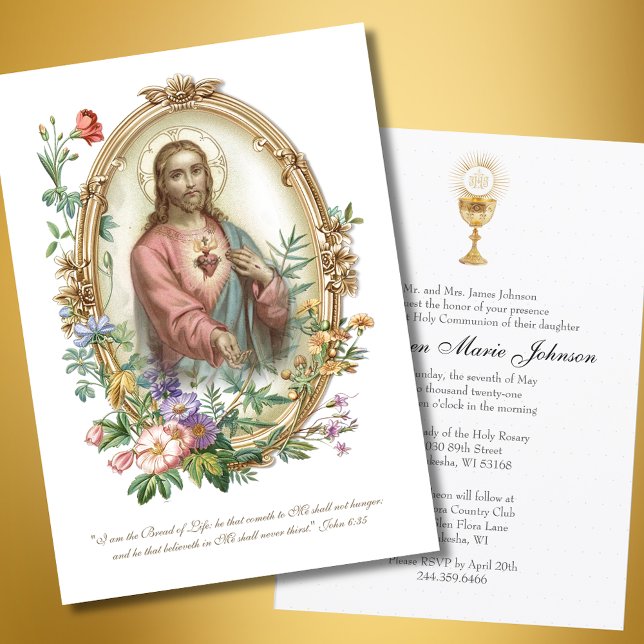 Catholic  Holy Communion Sacred Heart Jesus  Invitation (Creator Uploaded)