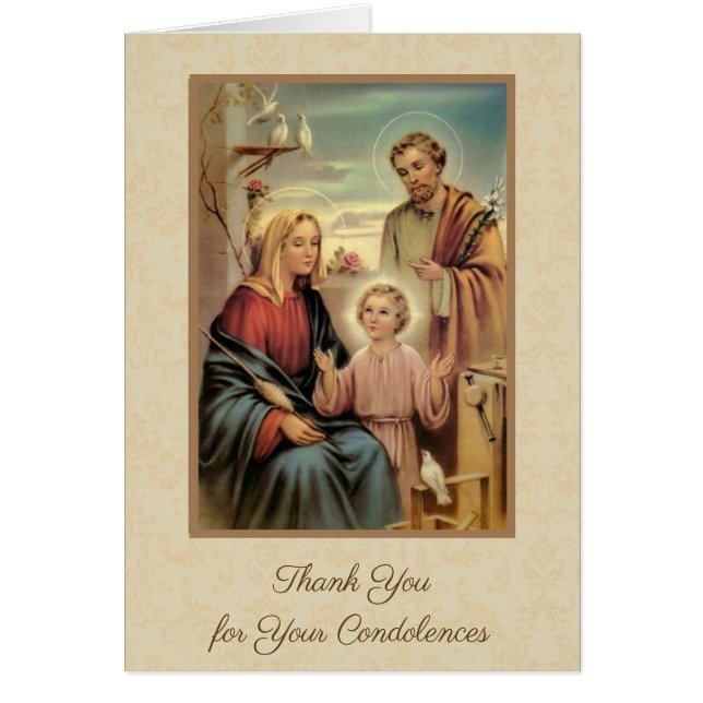 Catholic Holy Family Funeral Condolence Thank You (Front)