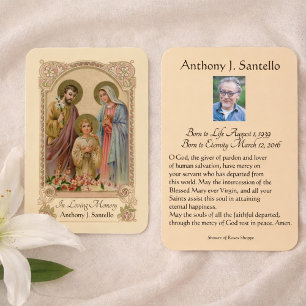 Catholic Holy Family Funeral  Prayer Holy Card