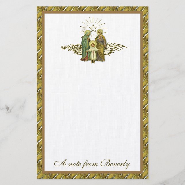 Catholic Holy Family Jesus Mary Joseph Religious S Stationery (Front)