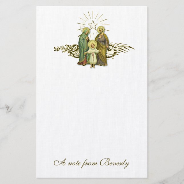 Catholic Holy Family Jesus Mary Joseph Religious Stationery (Front)