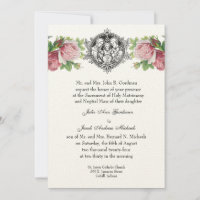 Catholic Holy Family Pink Roses Floral Wedding