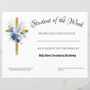 Catholic Holy Ghost Gold Cross Achievement