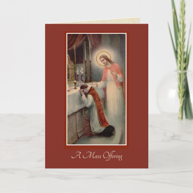 Catholic Holy Mass Offering Sacred Heart Jesus Card (Front)