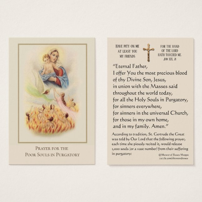 Catholic Holy Souls Purgatory Prayer St. Gertrude (Front & Back)