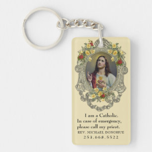 Catholic ID Religious Sacred Heart of Jesus  Key Ring
