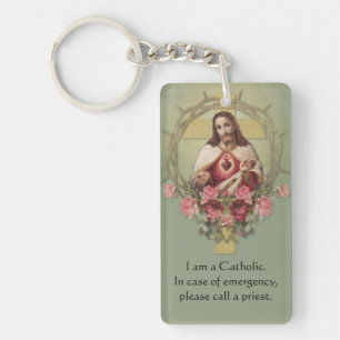 Catholic ID Religious Sacred Heart of Jesus Key Ring