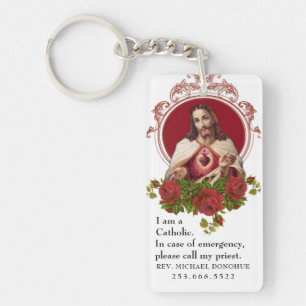 Catholic ID Religious Sacred Heart of Jesus  Keych Key Ring