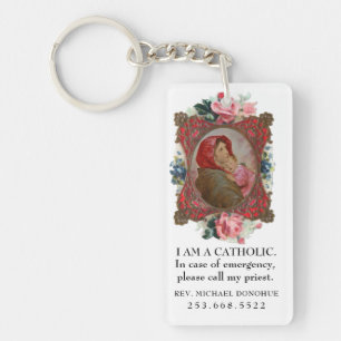 Catholic ID Religious Virgin Mary Jesus  Keychain