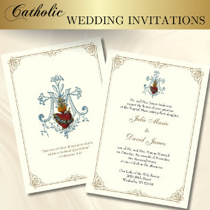 Catholic  Immaculate Heart of Mary Wedding Invitation
