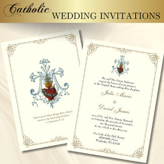 Catholic Immaculate Heart of Mary Wedding Invitation