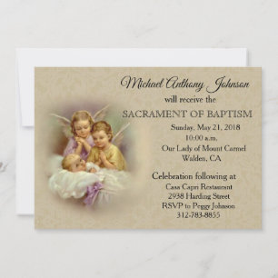Catholic Infant Baptism Angels Invitations