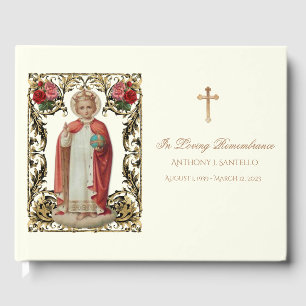 Catholic Infant of Prague Memorial Jesus Funeral  Guest Book