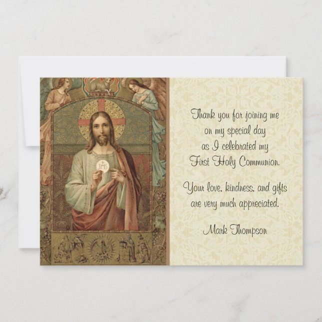 Catholic Jesus Angels Host Communion Thank You Invitation (Front)
