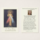 Catholic Jesus Divine Mercy Funeral Prayer Card
