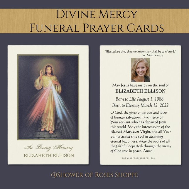 Catholic Jesus Divine Mercy Funeral Prayer Card (Creator Uploaded)