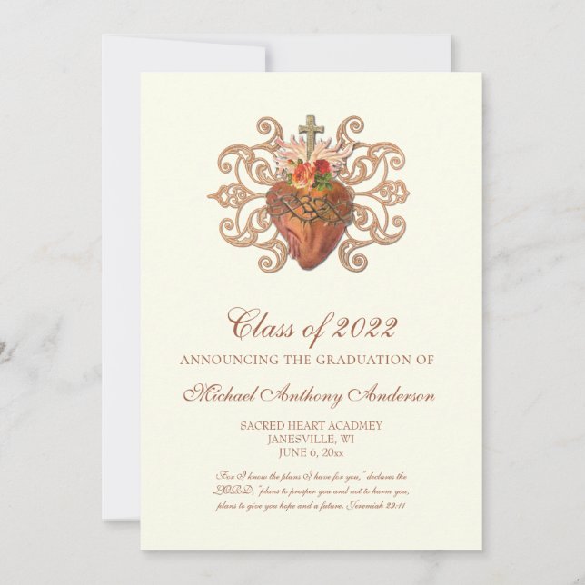 Catholic Jesus Elegant Religious Graduation  Invit Invitation (Front)
