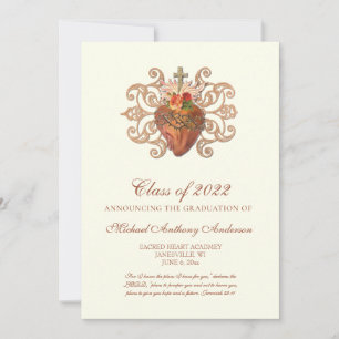 Catholic Jesus Elegant Religious Graduation  Invit Invitation
