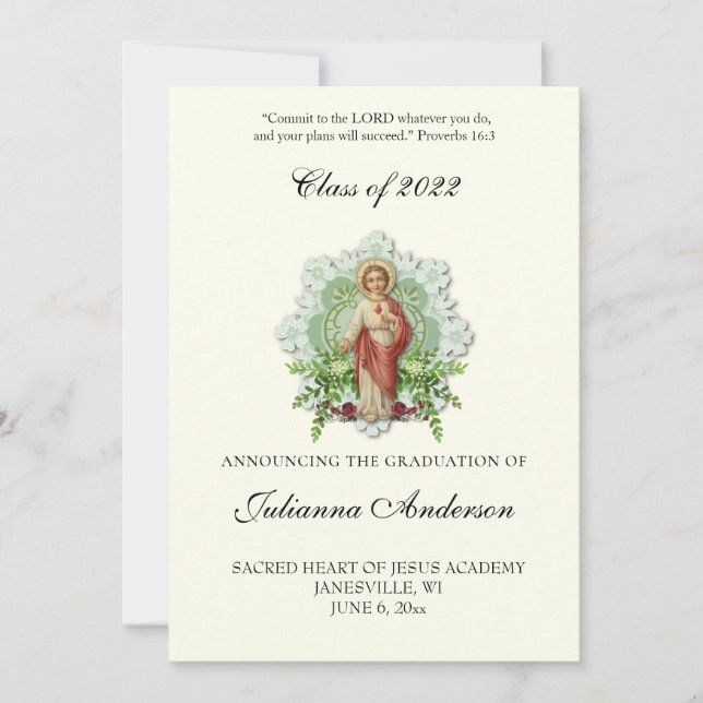 Catholic Jesus Elegant Religious Graduation Invitation (Front)