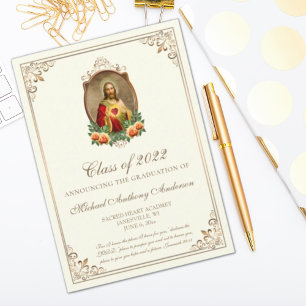 Catholic Jesus Elegant Religious Graduation  Invitation