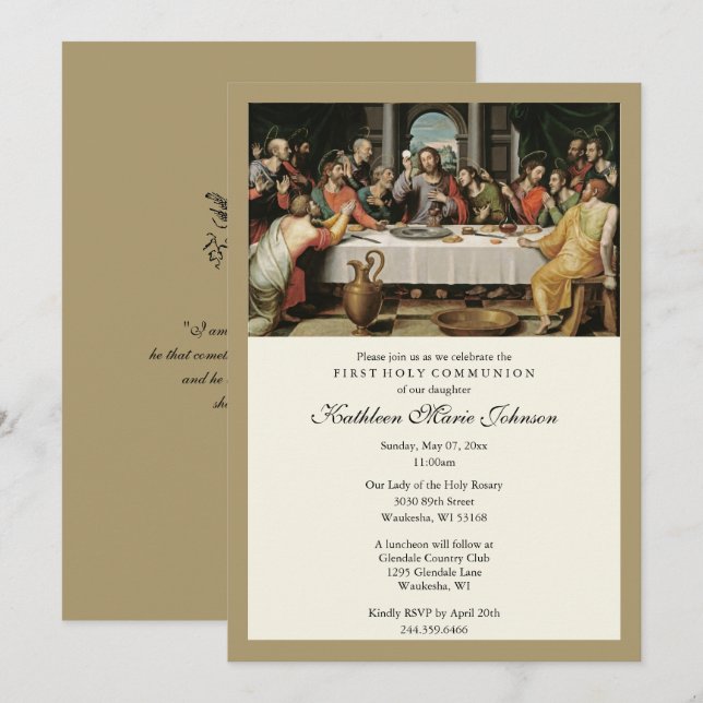 Catholic Jesus First Communion Invitations (Front/Back)