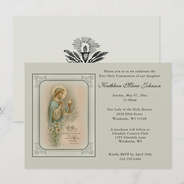 Catholic Jesus First Communion Invitations (Front/Back)