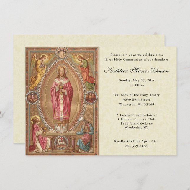 Catholic Jesus First Communion Invitations (Front/Back)