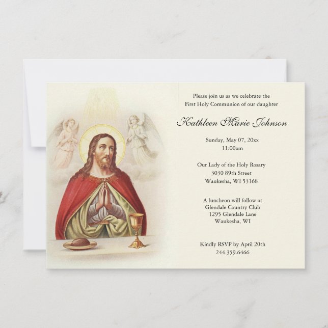 Catholic Jesus First Communion Invitations (Front)