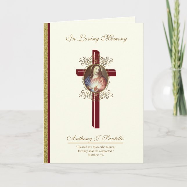 Catholic Jesus Funeral Mass Religious Prayer  Card (Front)