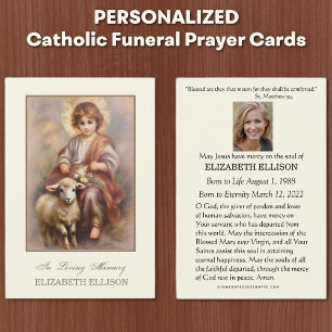 Catholic Jesus Good Shepherd Funeral Prayer Card