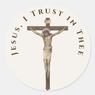 Catholic Jesus on Crucifix Divine Mercy Classic Round Sticker