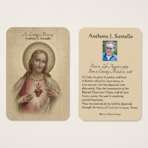 Catholic Jesus Religious Funeral  Prayer Holy Card