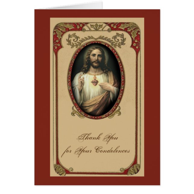 Catholic Jesus Sympathy Holy Card Thank You (Front)