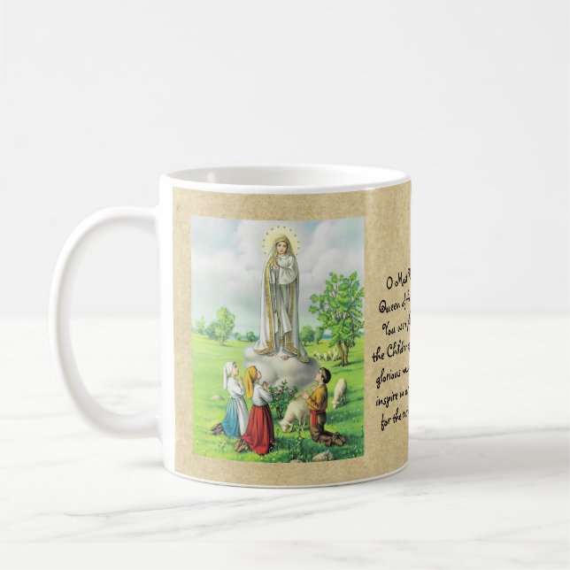 Catholic Lady of Fatima Prayer Gift Personalised Coffee Mug (Left)