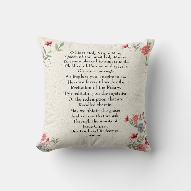 Catholic Lady of Fatima Prayer Gift Personalised Cushion (Front)