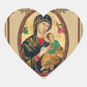 Catholic Lady of Perpetual Byzantine Icon Heart Sticker