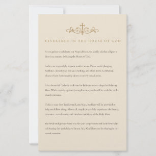 Catholic Latin Mass Dress Code Insert Stationery