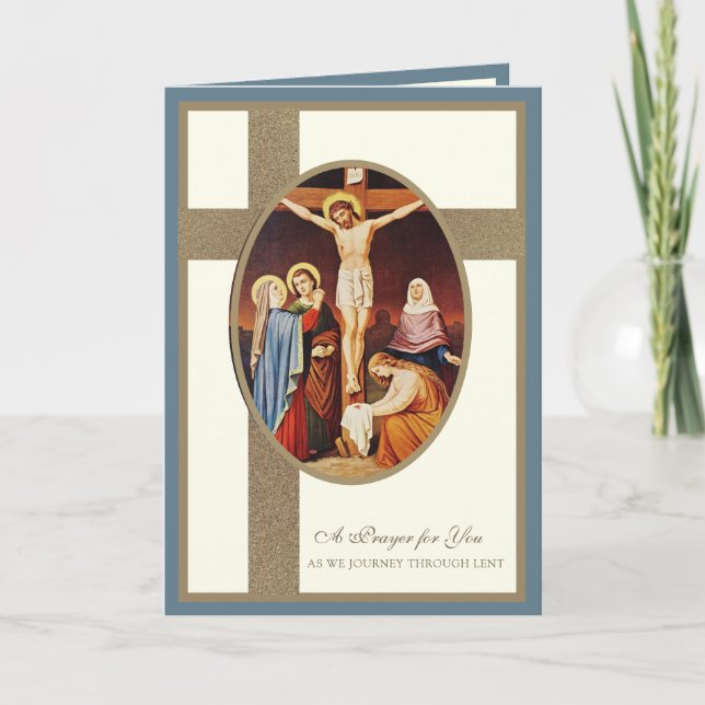 Catholic Lent Crucifixion Jesus Virgin Mary Card (Front)