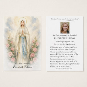Catholic Lourdes Funeral Memorial Prayer Card