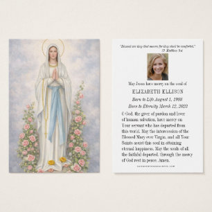 Catholic Lourdes Funeral Memorial Prayer Card