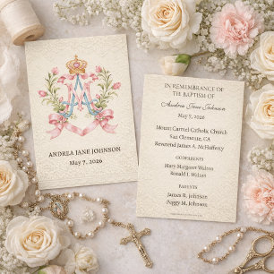 Catholic Marian Baptism Remembrance Enclosure Card