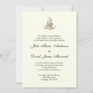 Catholic Marian Cross Religious Wedding  Invitation