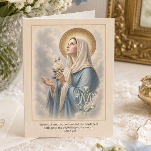 Catholic Marian Monogram Blessed Mary Thank You Card